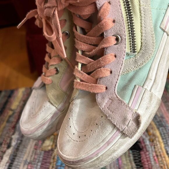 Vans Pastel High Tops Mint Green and Pink High-Top Sneakers Womens 8.5 - Picture 6 of 14